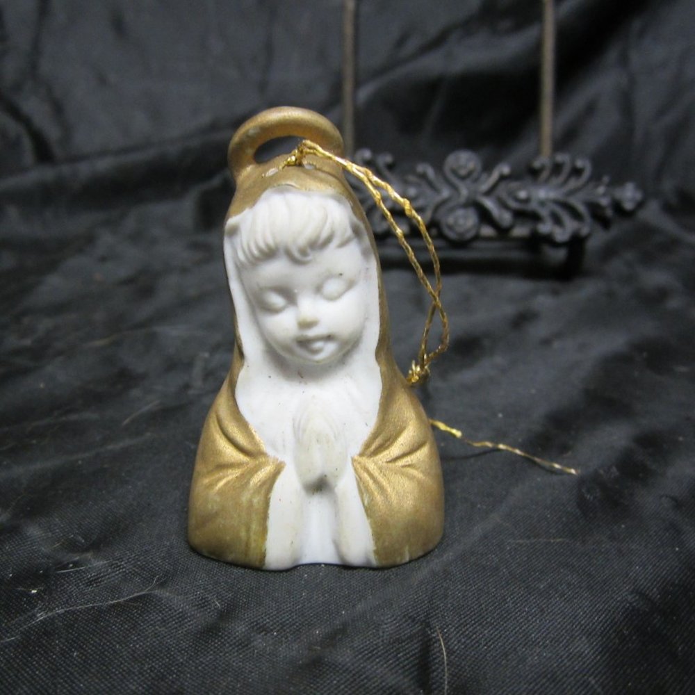 VINTAGE 60'S ARDALT JAPAN MADONNA MARY PRAYING BELL ORNAMENT